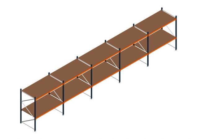Voordeelrij MP Grootvakstelling 2000x7800x1000 hxbxd 2 niveaus RAL2004/5003/Verzinkt 500kg