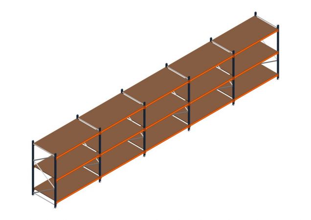 Voordeelrij MP Grootvakstelling 2000x7800x1000 hxbxd 3 niveaus RAL2004/5003/Verzinkt 500kg