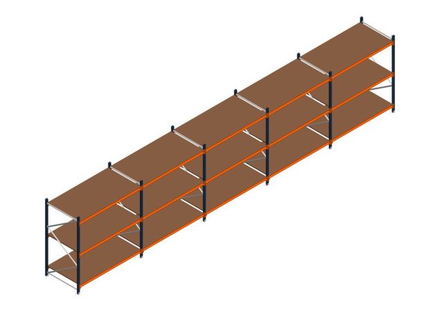 Voordeelrij MP Grootvakstelling 2000x7800x1000 hxbxd 3 niveaus RAL2004/5003/Verzinkt 500kg