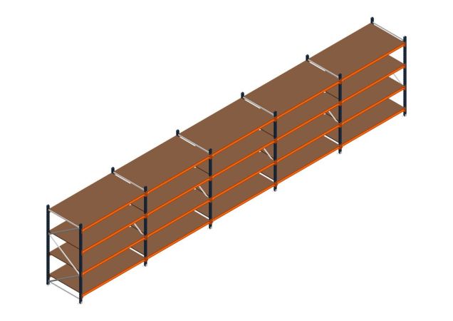 Voordeelrij MP Grootvakstelling 2000x7800x1000 hxbxd 4 niveaus RAL2004/5003/Verzinkt 500kg
