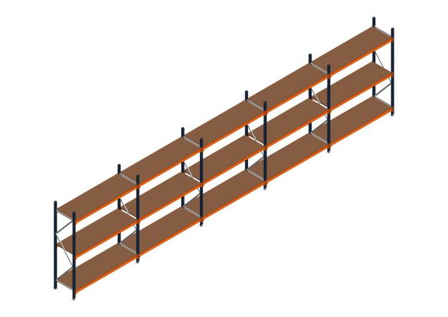 Voordeelrij MP Grootvakstelling 2250x7800x600 hxbxd 3 niveaus RAL2004/5003/Verzinkt 500kg