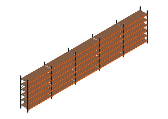 Voordeelrij MP Grootvakstelling 2250x7800x600 hxbxd 6 niveaus RAL2004/5003/Verzinkt 500kg