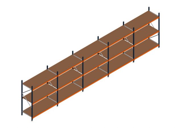 Voordeelrij MP Grootvakstelling 2250x7800x800 hxbxd 3 niveaus RAL2004/5003/Verzinkt 500kg