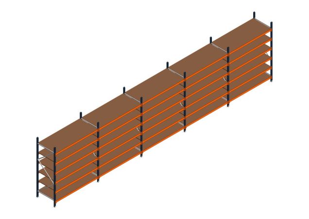 Voordeelrij MP Grootvakstelling 2250x7800x800 hxbxd 6 niveaus RAL2004/5003/Verzinkt 500kg