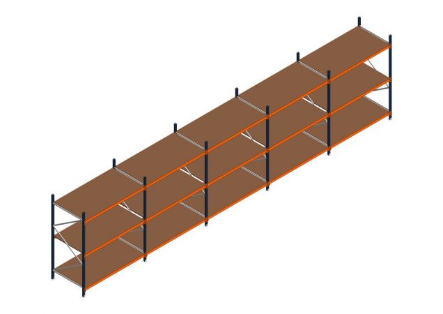 Voordeelrij MP Grootvakstelling 2250x7800x1000 hxbxd 3 niveaus RAL2004/5003/Verzinkt 500kg