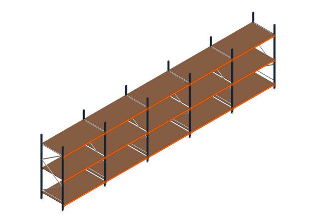Voordeelrij MP Grootvakstelling 2500x7800x1000 hxbxd 3 niveaus RAL2004/5003/Verzinkt 500kg
