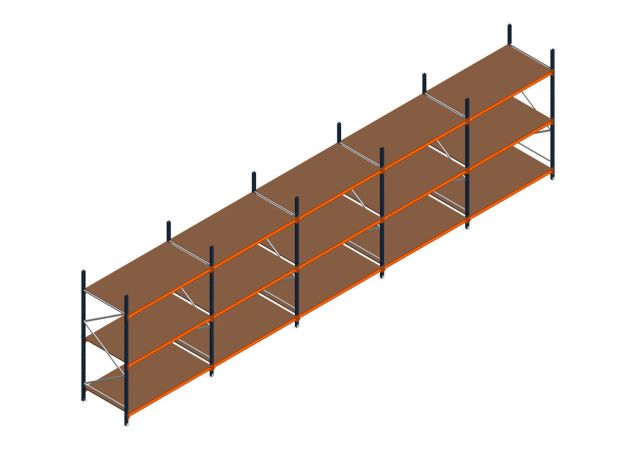 Voordeelrij MP Grootvakstelling 2500x7800x1000 hxbxd 3 niveaus RAL2004/5003/Verzinkt 500kg