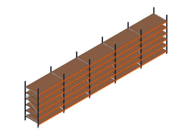 Voordeelrij MP Grootvakstelling 2500x7800x1000 hxbxd 6 niveaus RAL2004/5003/Verzinkt 500kg