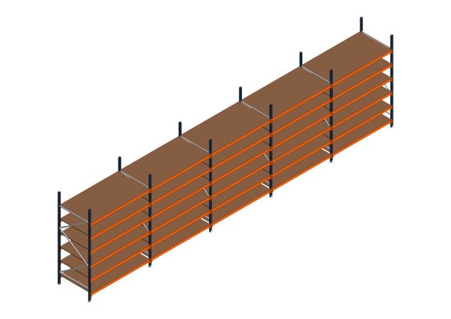 Voordeelrij MP Grootvakstelling 2500x7800x1000 hxbxd 6 niveaus RAL2004/5003/Verzinkt 500kg