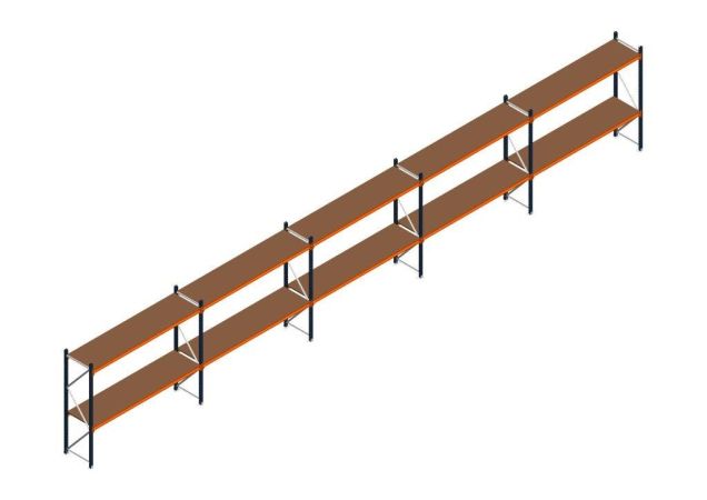 Voordeelrij MP Grootvakstelling 2000x12300x600 hxbxd 2 niveaus RAL2004/5003/Verzinkt 265kg