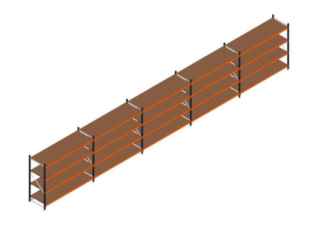 Voordeelrij MP Grootvakstelling 2000x12300x800 hxbxd 4 niveaus RAL2004/5003/Verzinkt 265kg