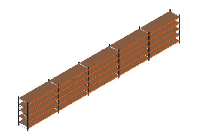 Voordeelrij MP Grootvakstelling 2000x12300x800 hxbxd 5 niveaus RAL2004/5003/Verzinkt 265kg