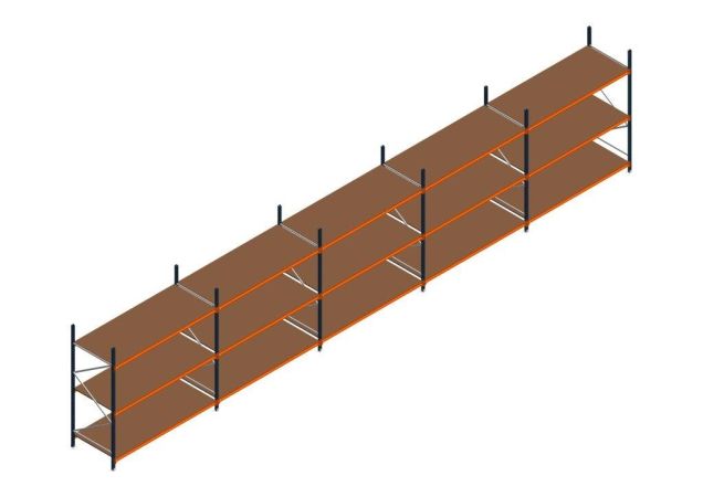 Voordeelrij MP Grootvakstelling 2500x12300x1000 hxbxd 3 niveaus RAL2004/5003/Verzinkt 265kg