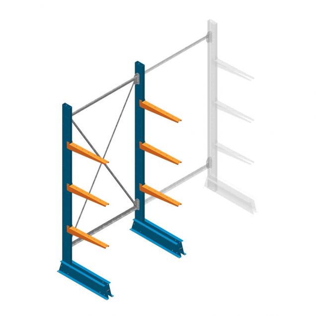 Beginsectie Draagarmstelling licht Enkelzijdig 2000x1000x500mm (hxbxd) 3 niveaus