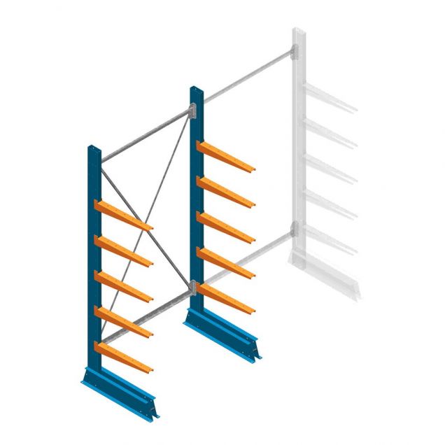 Beginsectie Draagarmstelling licht Enkelzijdig 2000x1000x500mm (hxbxd) 5 niveaus
