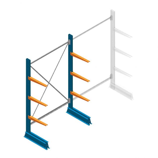Beginsectie Draagarmstelling licht Enkelzijdig 2000x1250x500mm (hxbxd) 3 niveaus