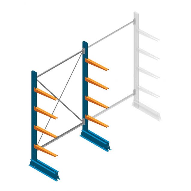 Beginsectie Draagarmstelling licht Enkelzijdig 2000x1250x500mm (hxbxd) 4 niveaus