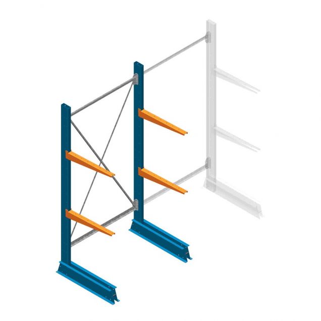Beginsectie Draagarmstelling licht Enkelzijdig 2000x1000x600mm (hxbxd) 2 niveaus