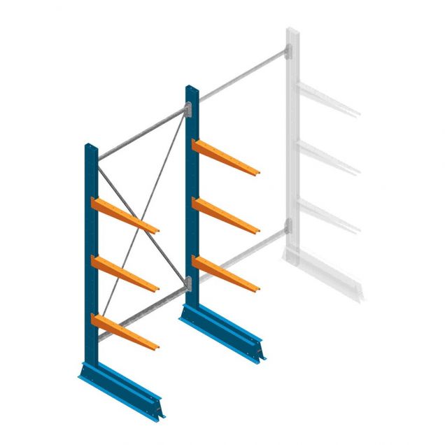 Beginsectie Draagarmstelling licht Enkelzijdig 2000x1000x600mm (hxbxd) 3 niveaus