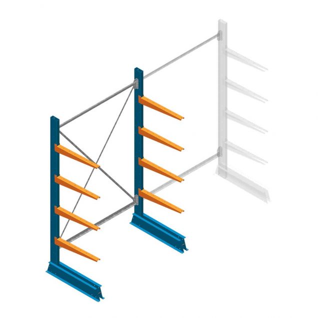 Beginsectie Draagarmstelling licht Enkelzijdig 2000x1250x600mm (hxbxd) 4 niveaus