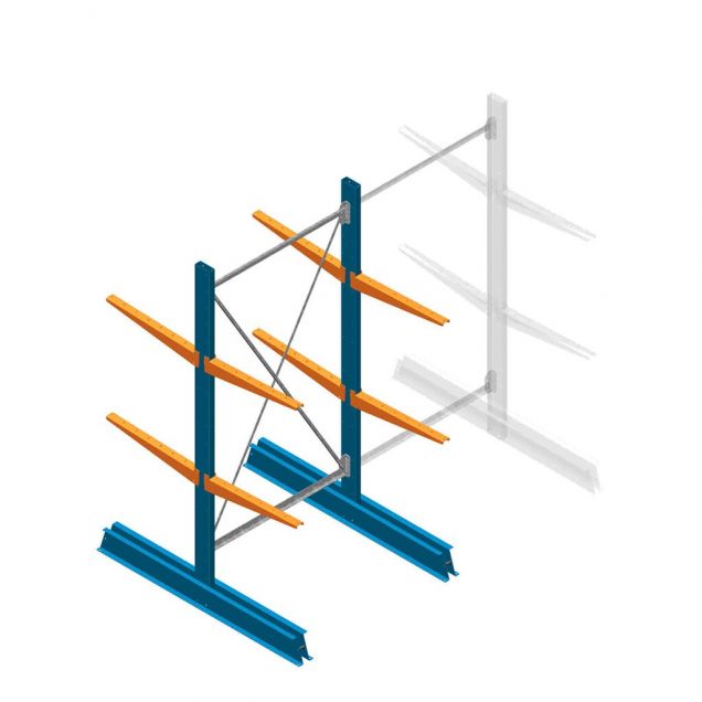 Beginsectie Draagarmstelling licht Dubbelzijdig 2000x1000x600mm (hxbxd) 2 niveaus