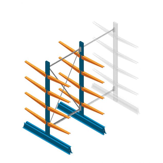Beginsectie Draagarmstelling licht Dubbelzijdig 2000x1000x600mm (hxbxd) 4 niveaus