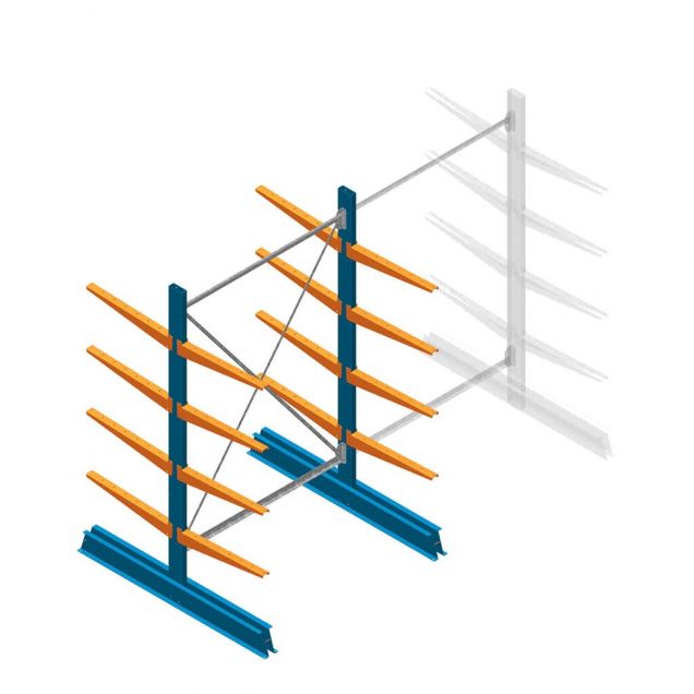 Beginsectie Draagarmstelling licht Dubbelzijdig 2000x1250x600mm (hxbxd) 4 niveaus