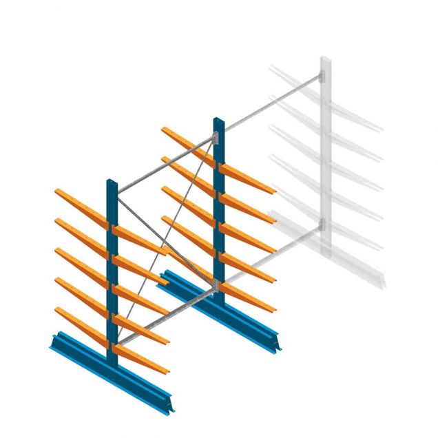 Beginsectie Draagarmstelling licht Dubbelzijdig 2000x1250x600mm (hxbxd) 5 niveaus