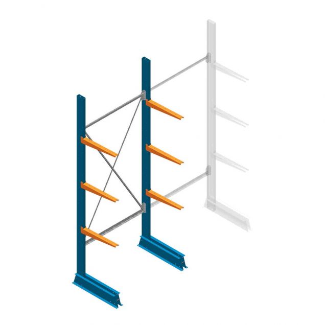 Beginsectie Draagarmstelling licht Enkelzijdig 2500x1000x500mm (hxbxd) 3 niveaus