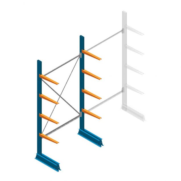 Beginsectie Draagarmstelling licht Enkelzijdig 2500x1250x500mm (hxbxd) 4 niveaus