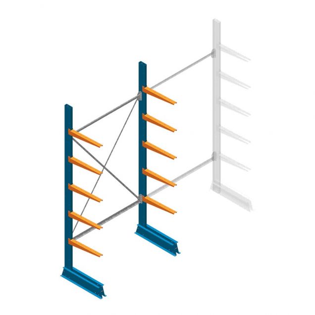 Beginsectie Draagarmstelling licht Enkelzijdig 2500x1250x500mm (hxbxd) 5 niveaus
