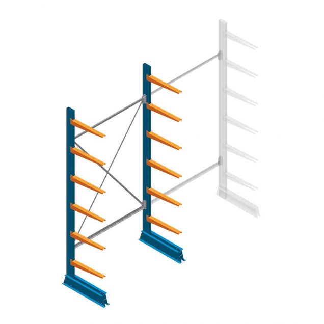 Beginsectie Draagarmstelling licht Enkelzijdig 2500x1250x500mm (hxbxd) 6 niveaus