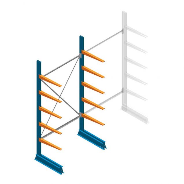 Beginsectie Draagarmstelling licht Enkelzijdig 2500x1250x600mm (hxbxd) 5 niveaus