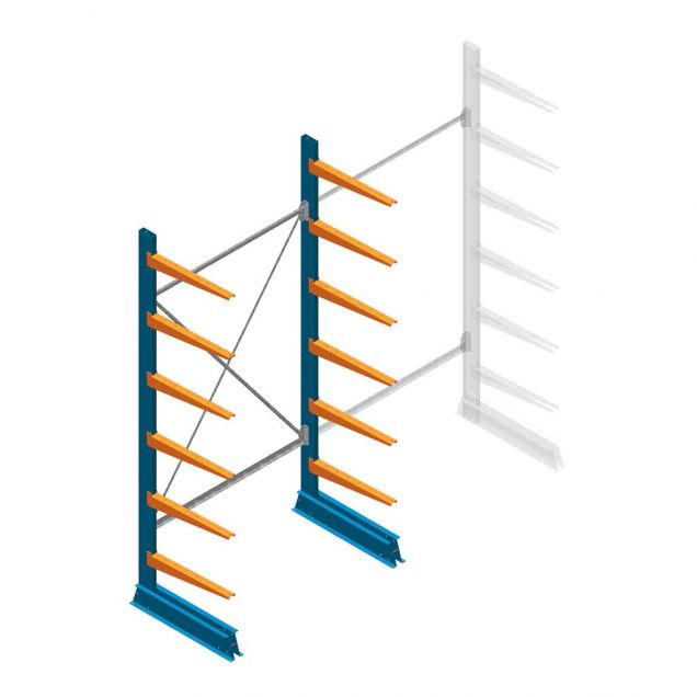 Beginsectie Draagarmstelling licht Enkelzijdig 2500x1250x600mm (hxbxd) 6 niveaus