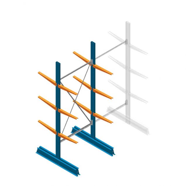 Beginsectie Draagarmstelling licht Dubbelzijdig 2500x1000x500mm (hxbxd) 3 niveaus