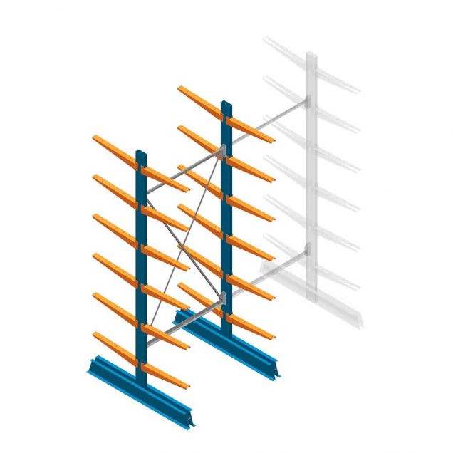 Beginsectie Draagarmstelling licht Dubbelzijdig 2500x1000x500mm (hxbxd) 6 niveaus
