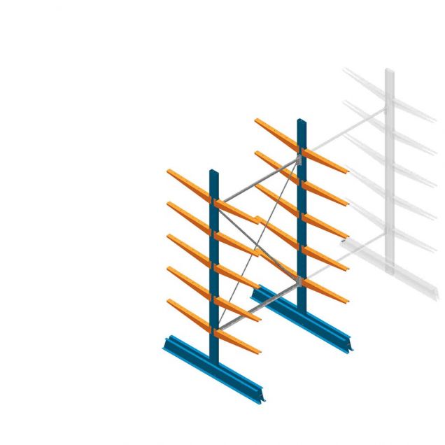 Beginsectie Draagarmstelling licht Dubbelzijdig 2500x1250x600mm (hxbxd) 5 niveaus