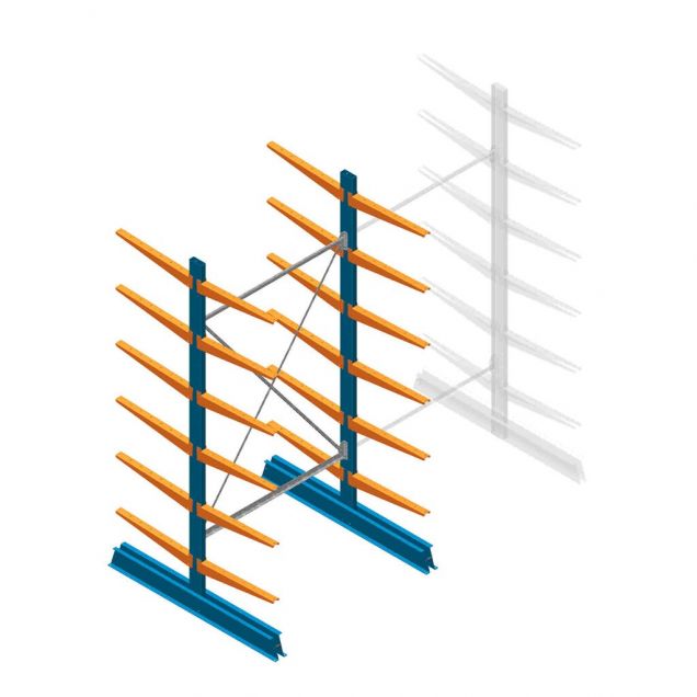 Beginsectie Draagarmstelling licht Dubbelzijdig 2500x1250x600mm (hxbxd) 6 niveaus