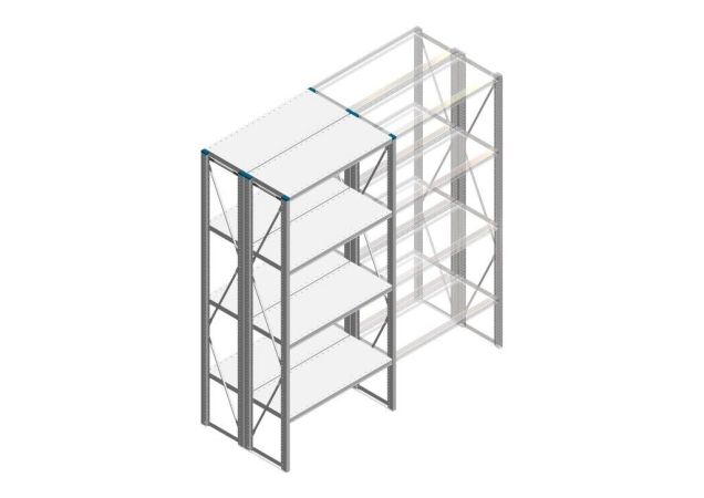 Beginsectie Nedcon SF Legbordstelling 2200x970x800mm hxbxd 4 niveaus Metaal Verzinkt 80kg Dubbel