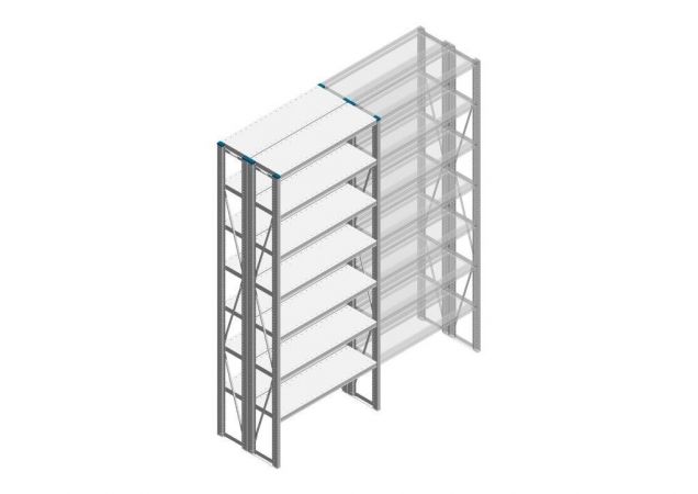 Beginsectie Nedcon SF Legbordstelling 2500x970x600mm hxbxd 7 niveaus Metaal Verzinkt 85kg Dubbel