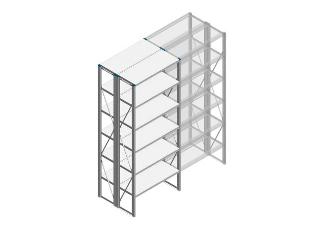 Beginsectie Nedcon SF Legbordstelling 2500x970x800mm hxbxd 6 niveaus Metaal Verzinkt 80kg Dubbel