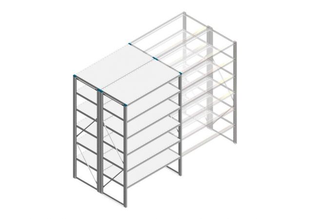 Beginsectie Nedcon SF Legbordstelling 2000x1270x1200mm hxbxd 6 niveaus Metaal Verzinkt 60kg Dubbel