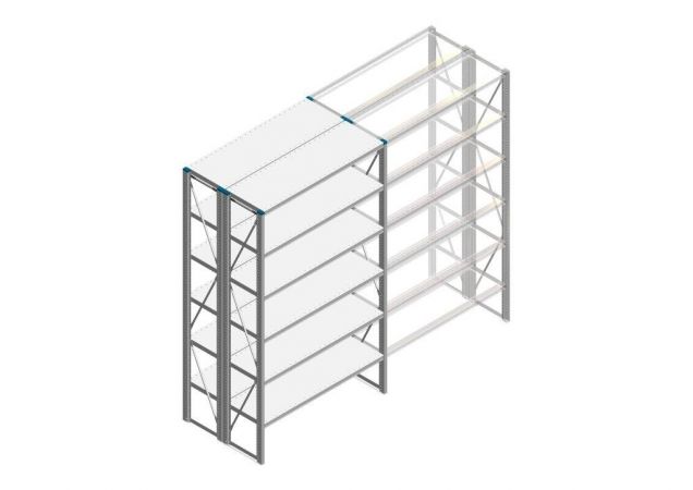 Beginsectie Nedcon SF Legbordstelling 2200x1270x800mm hxbxd 6 niveaus Metaal Verzinkt 65kg Dubbel