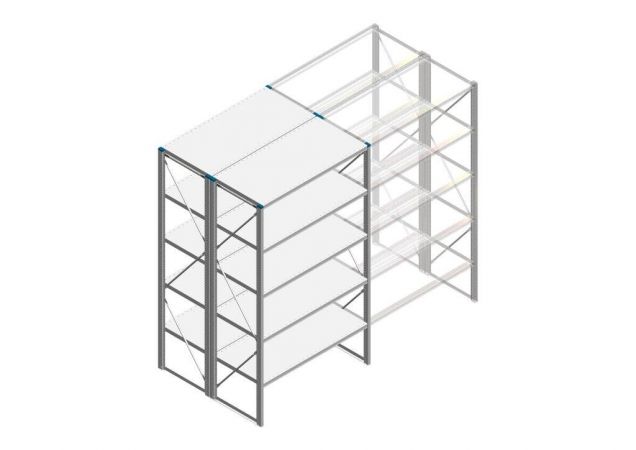 Beginsectie Nedcon SF Legbordstelling 2200x1270x1200mm hxbxd 5 niveaus Metaal Verzinkt 60kg Dubbel