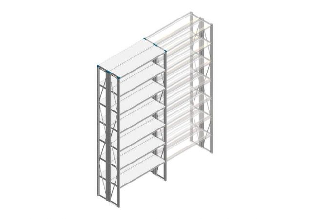 Beginsectie Nedcon SF Legbordstelling 3000x1270x600mm hxbxd 7 niveaus Metaal Verzinkt 70kg Dubbel
