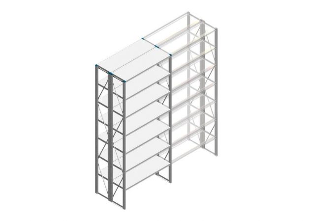 Beginsectie Nedcon SF Legbordstelling 3000x1270x800mm hxbxd 7 niveaus Metaal Verzinkt 65kg Dubbel