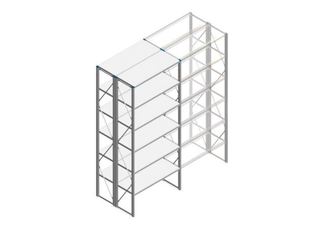 Beginsectie Nedcon SF Legbordstelling 3000x1270x1000mm hxbxd 6 niveaus Metaal Verzinkt 60kg Dubbel