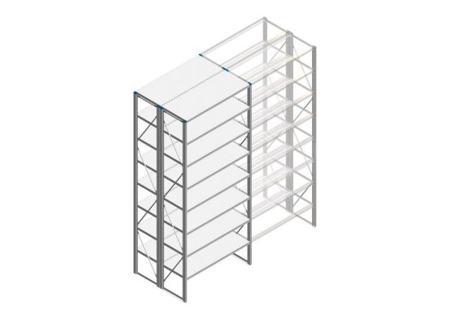 Beginsectie Nedcon SF Legbordstelling 3000x1270x1000mm hxbxd 8 niveaus Metaal Verzinkt 60kg Dubbel
