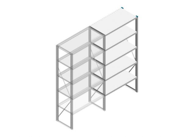 Aanbouwsectie Nedcon SF Legbordstelling 2000x970x500mm hxbxd 5 niveaus Metaal Verzinkt 200kg Enkel