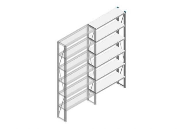 Aanbouwsectie Nedcon SF Legbordstelling 2200x970x300mm hxbxd 6 niveaus Metaal Verzinkt 200kg Enkel